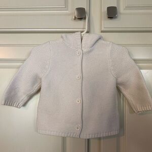Old Navy,6/12 month,cream color,4 buttons,sweater with hood, unisex, all seasons